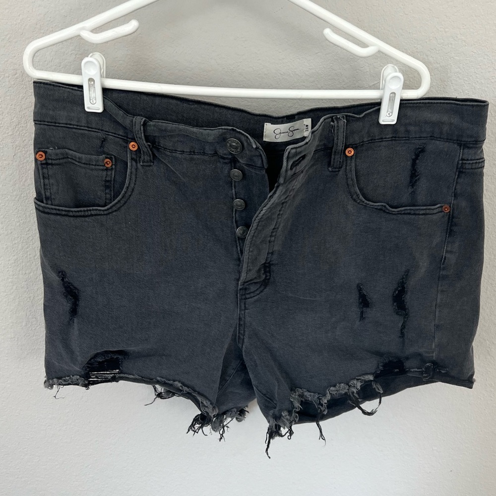 High waisted shorts black washed